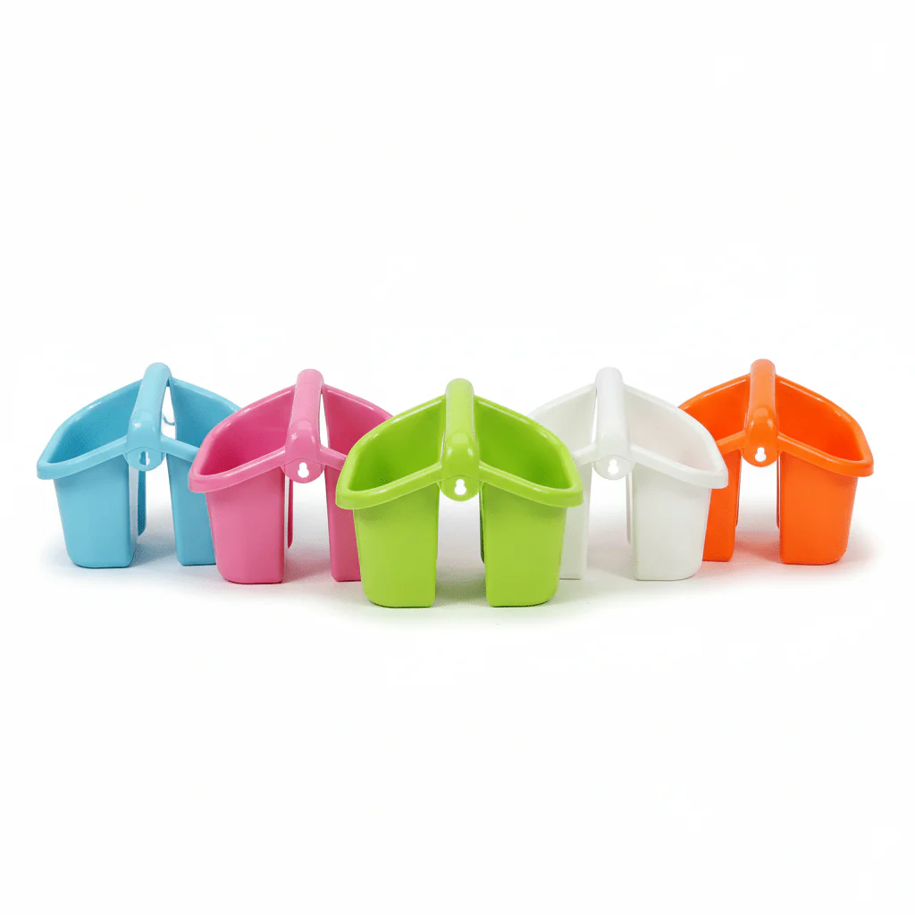 Diamond 4-Compartment Plastic Cutlery Stand 18cm*15cm, Assorted Color - Image 2