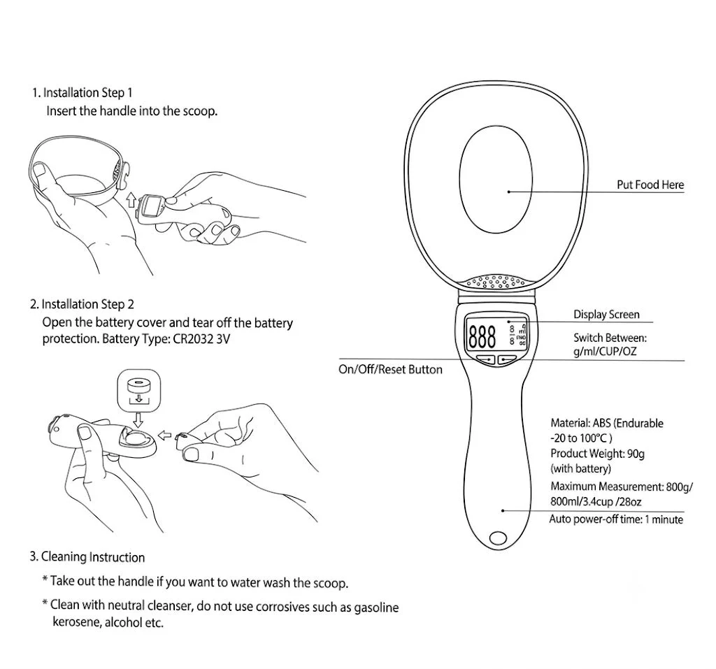 Digital Measure Spoon with LCD Display – BPA-Free Food Grade Kitchen & Pet Feeding Scale Spoon - Image 3