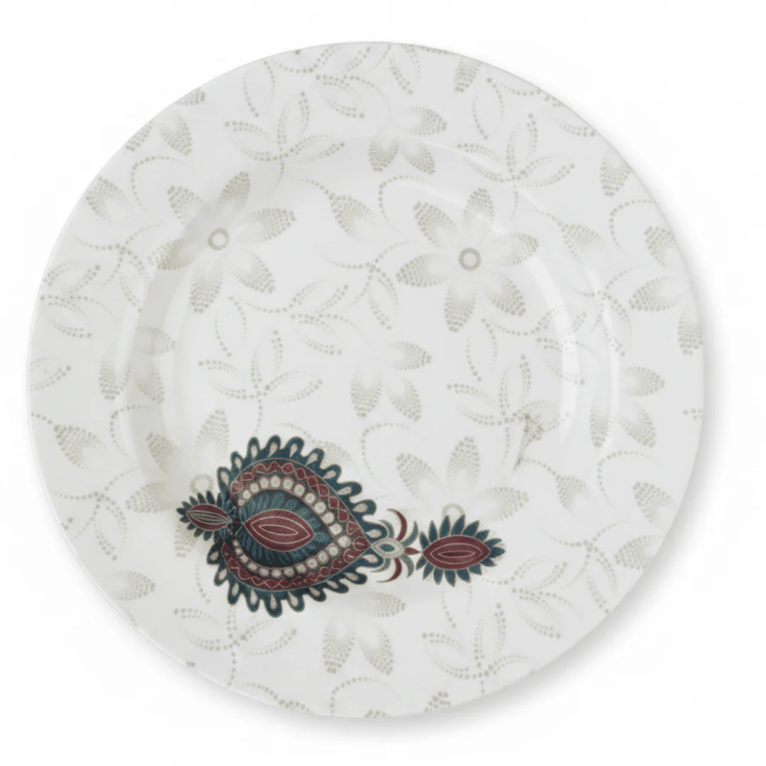 Dinewell White Melamine Side Plate 9 Inch | Elegant Floral Design