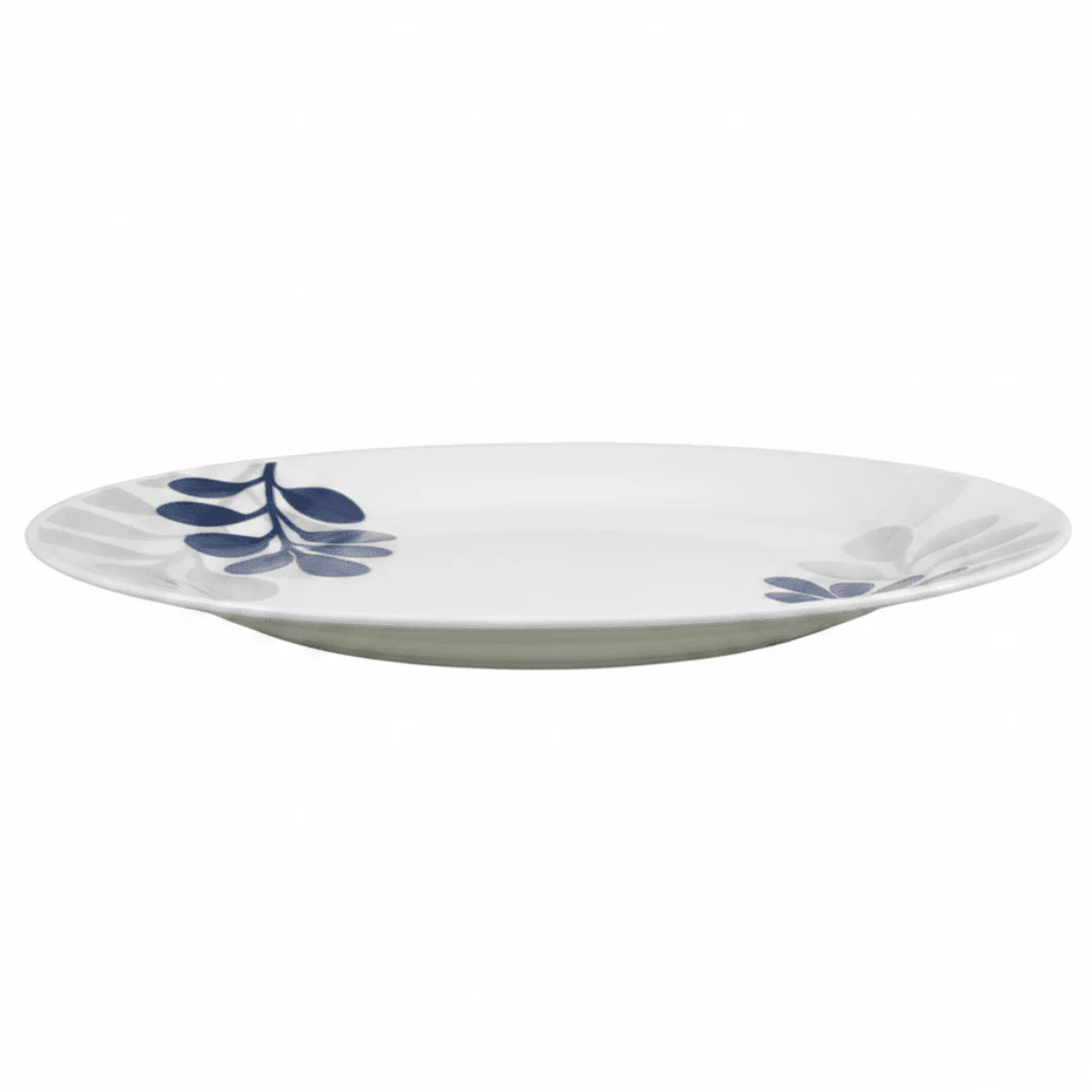 Diva Pearl White Opalware Dinner Plate with Elegant Leaf Design – 27 cm