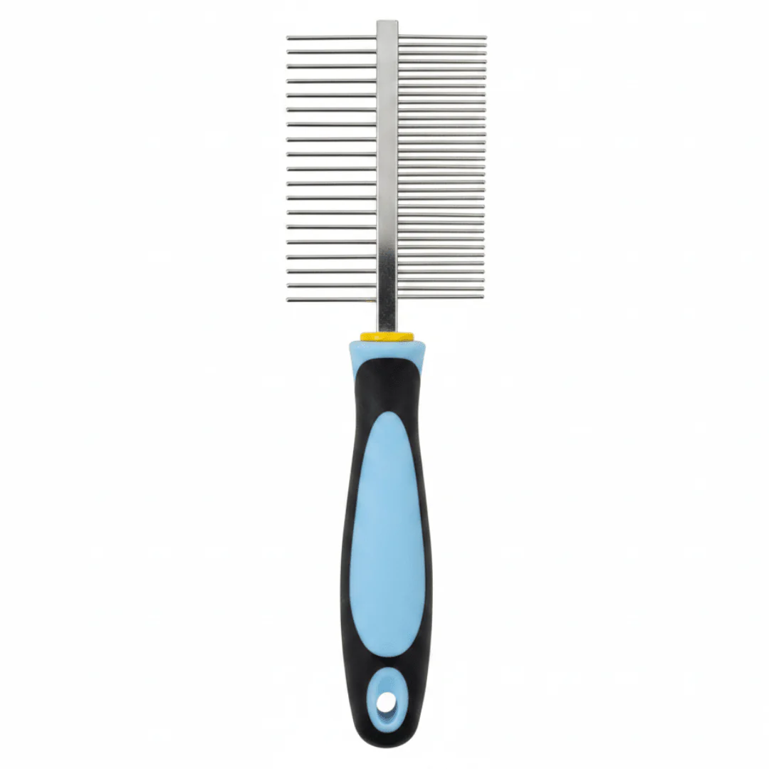 Doka Professional Pet Grooming Comb – 49-Pin Stainless Steel | Blue & Black Ergonomic Handle | 20cm