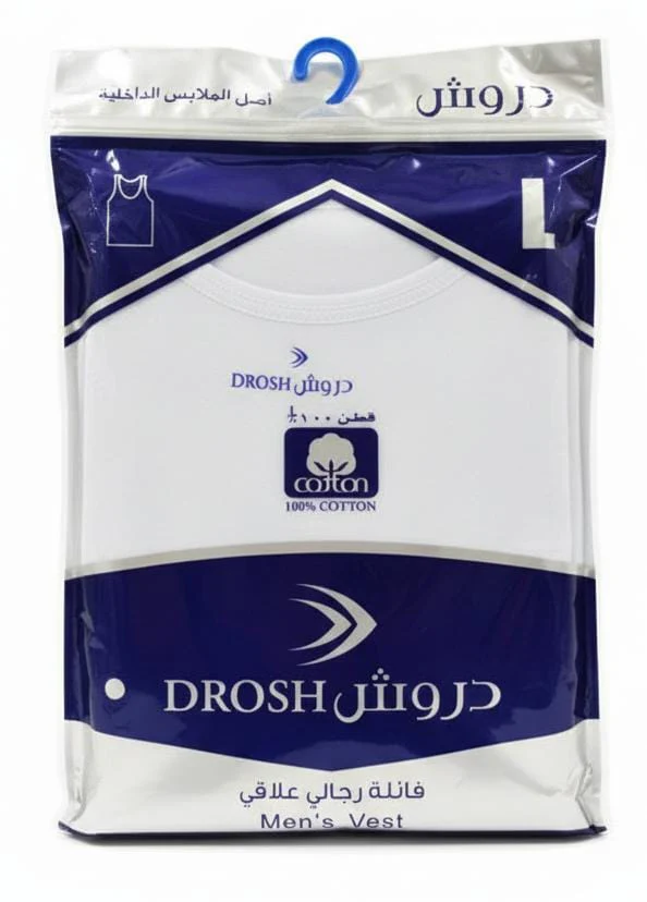 Dorsh Men’s Premium Cotton Inner Vest – Soft Breathable Fabric, Classic White, Size L