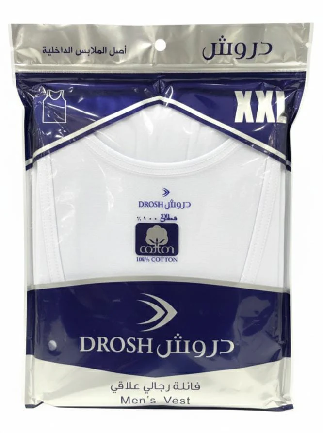 Dorsh Men’s Premium Cotton Inner Vest – Soft Breathable Fabric, Classic White, Size XXL