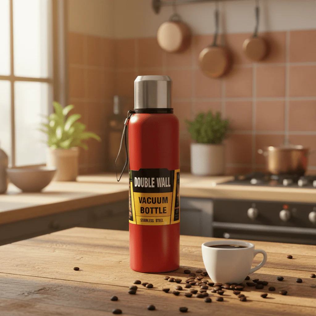 Double Wall Stainless Steel Vacuum Bottle 1500ml - Red / Navy Blue / Dark Green - Image 2