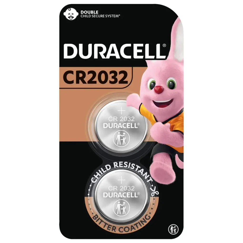 DURACELL CR2032 3V Coin Cell Battery, Pack of 2