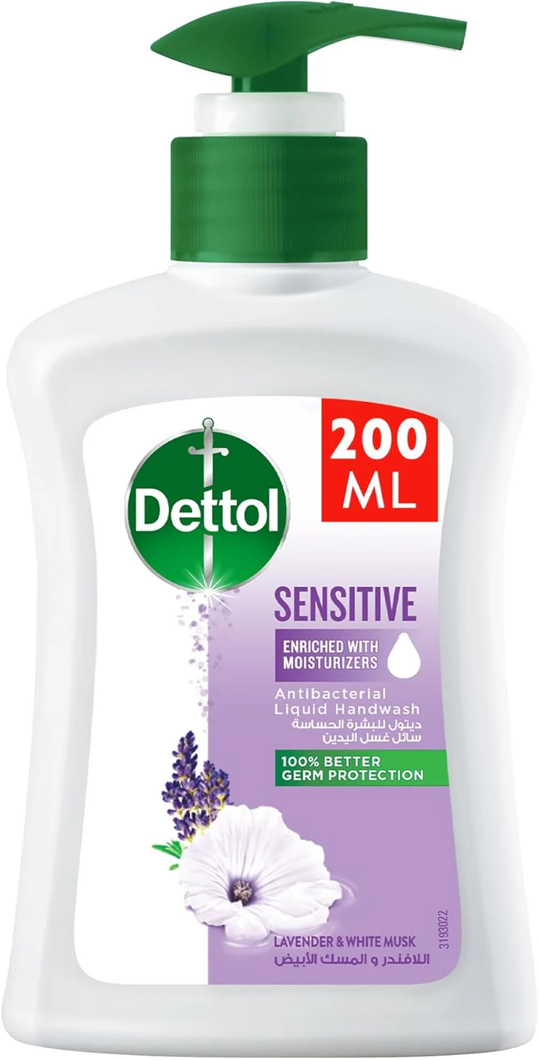 Dettol Sensitive Liquid Handwash Pump, Lavender & White Musk Scent, 200ml