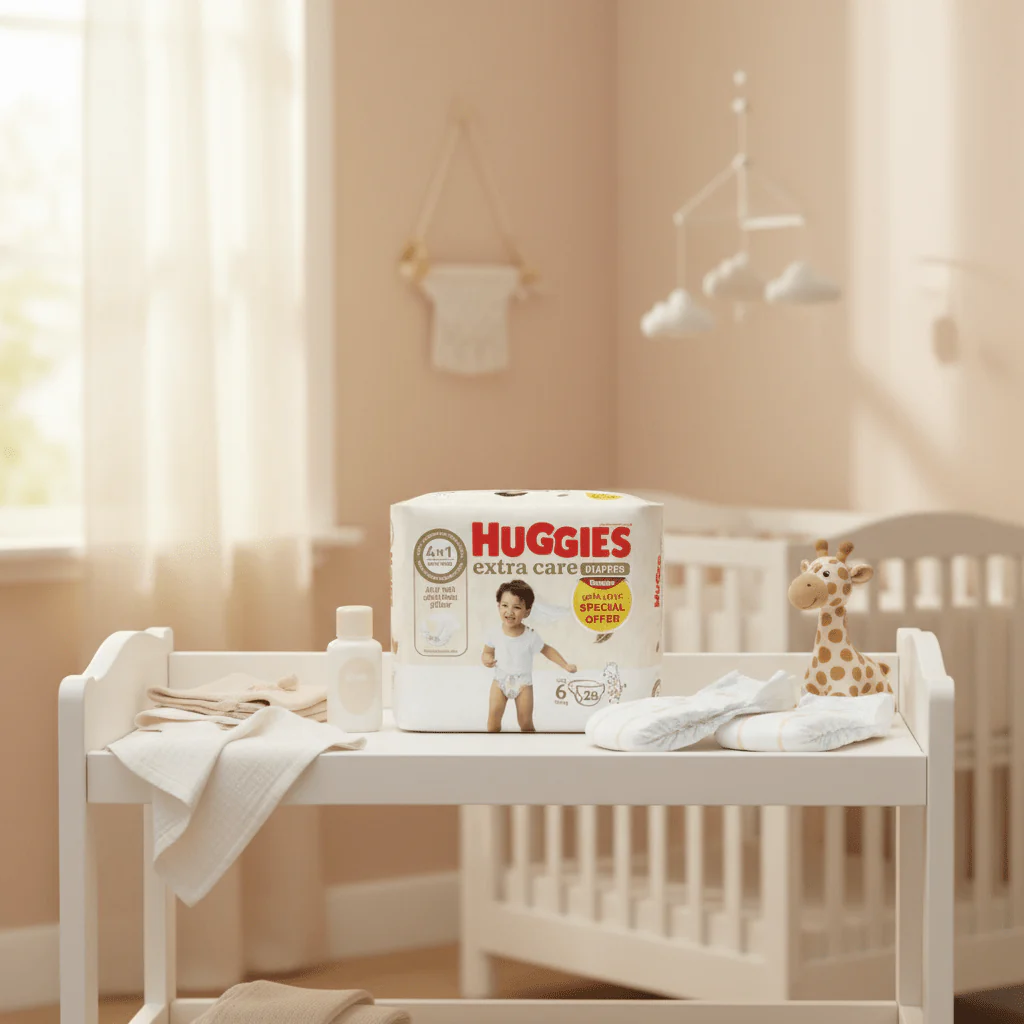 Huggies Extra Care Diapers | Size 6 (15 kg+) | 28 Pcs | 4-in-1 Skin Care | Airy Soft Absorbent Pillow | Dermatologically Tested - Image 2