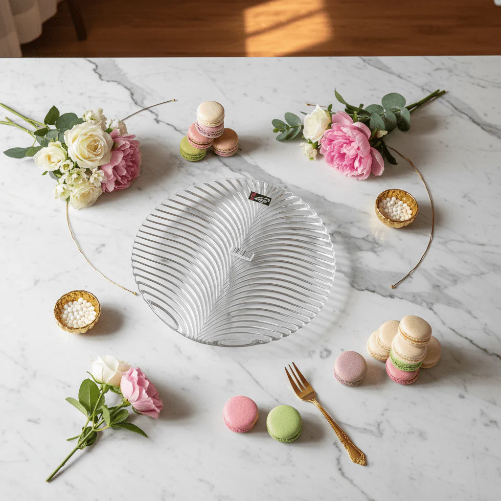 Efelita Glass Leaf Cake Plate - 28×28cm - Image 4