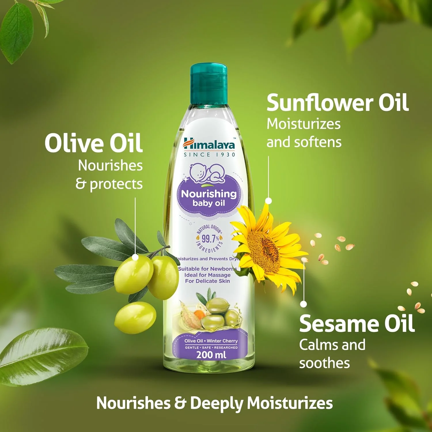 Himalaya Nourishing Baby Oil – Olive Oil & Winter Cherry | 200ml - Image 4