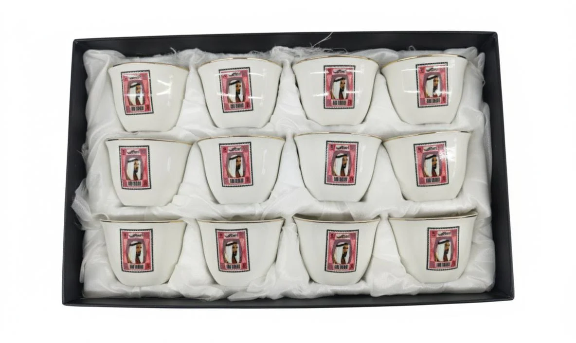 Eid Al Etihad 12 Pieces Fine Ceramic Cawa Cup Set in Glossy White Color – Perfect for Eid Celebrations & Gatherings - Image 2