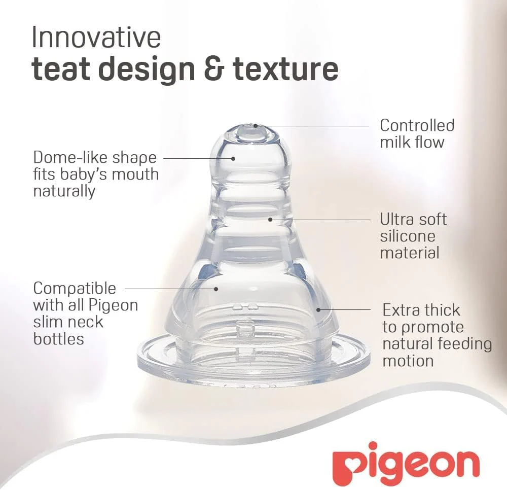 Pigeon Slim Neck Animal Decorated Plastic Feeding Bottle, Ultra Soft Silicone Nipple, Anti Colic, Bpa & Bps Free, 50Ml, Item is Assorted Color - Image 2