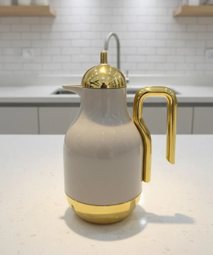 Ejshe 1 Liter Modern Gray Vacuum Flask – Sleek Gray Tone with Gold Accent Lid, Perfect for Office & Home Use - Image 2