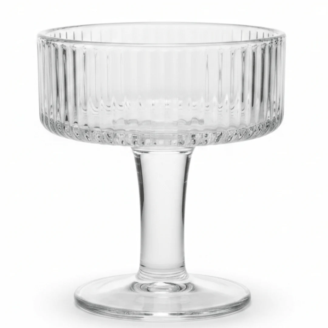 Elegant Ribbed Footed Glass Ice Cream Cup | 100ml |
