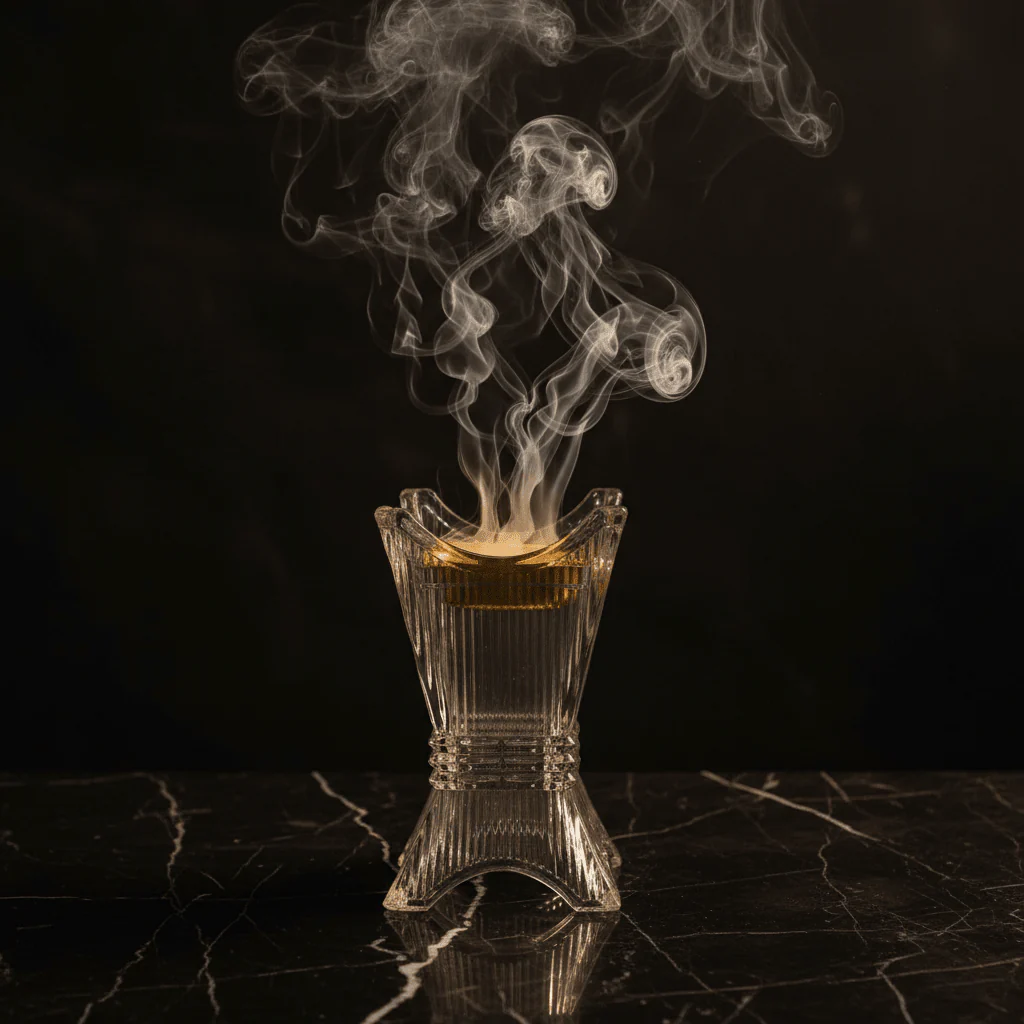 Elegant Crystal Glass Incense Burner with Gold Insert — 14×8 cm - Image 3
