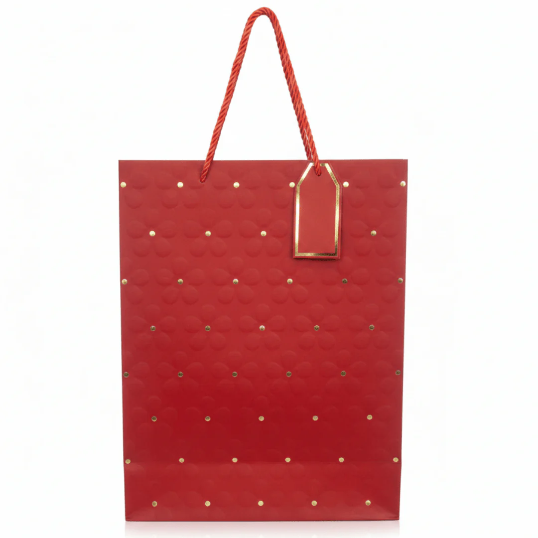Elegant Paper Gift Bag with Gold Polka Dots & Twisted Rope Handles | Large 40×30cm |
