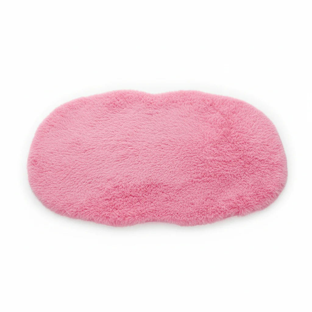 Ultra-Soft Oval Plush Floor Mat | Fluffy Shaggy Rug for Bedroom, Bathroom & Living Room | Non-Slip Faux Fur Carpet | 58×88 cm |