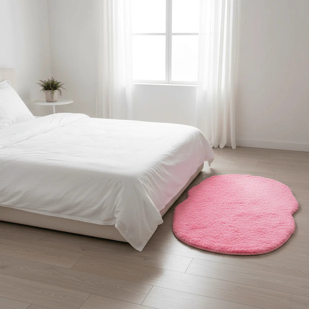 Ultra-Soft Oval Plush Floor Mat | Fluffy Shaggy Rug for Bedroom, Bathroom & Living Room | Non-Slip Faux Fur Carpet | 58×88 cm | - Image 2