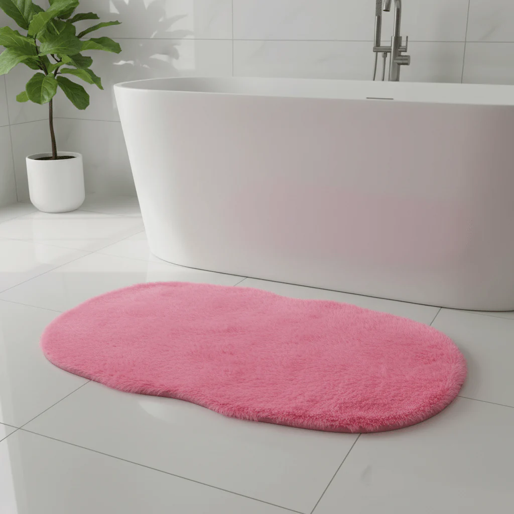 Ultra-Soft Oval Plush Floor Mat | Fluffy Shaggy Rug for Bedroom, Bathroom & Living Room | Non-Slip Faux Fur Carpet | 58×88 cm | - Image 3