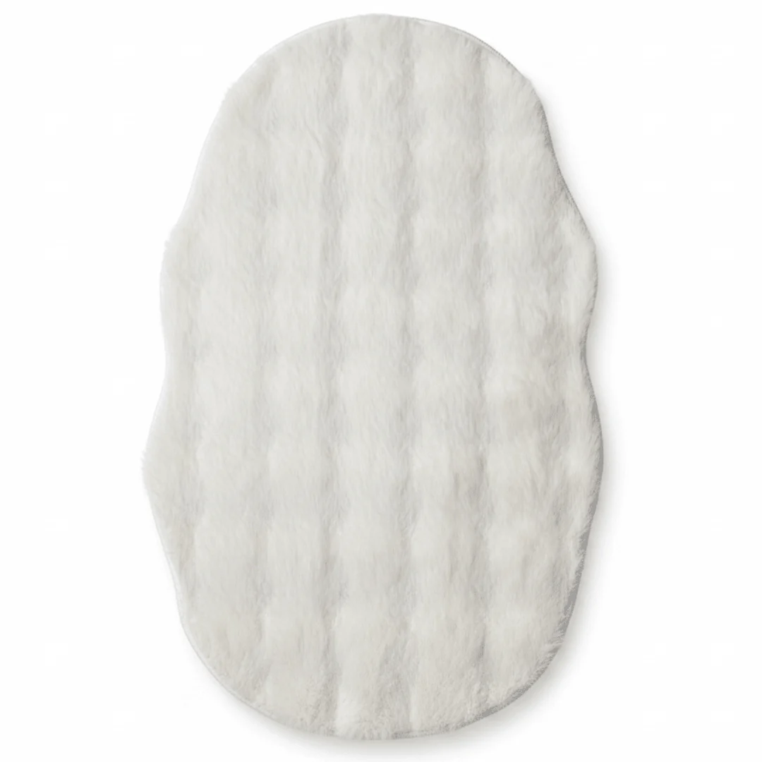 Ultra-Soft Oval Plush Floor Mat | Fluffy Shaggy Rug for Bedroom, Bathroom & Living Room | Non-Slip Faux Fur Carpet | 58×88 cm | - Image 5