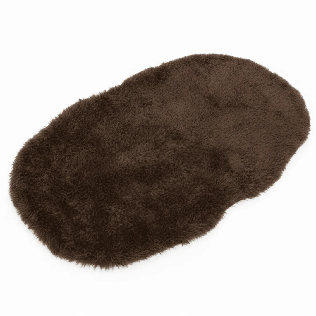 Ultra-Soft Oval Plush Floor Mat | Fluffy Shaggy Rug for Bedroom, Bathroom & Living Room | Non-Slip Faux Fur Carpet | 58×88 cm | - Image 8