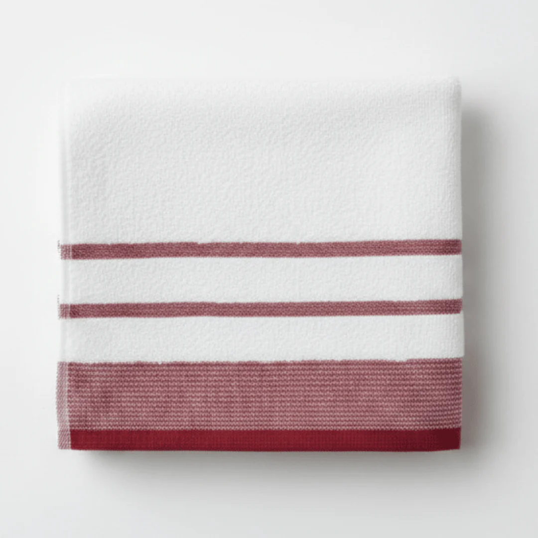 Elysian Hand Towel – White with Red Stripes | 50×90 cm