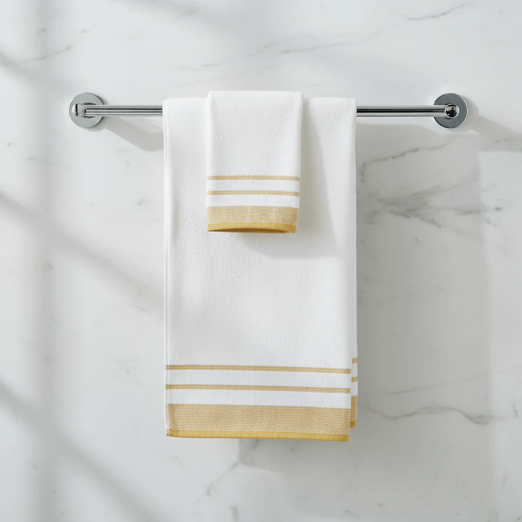 Elysian Hand Towel | White & Yellow | 50×90 cm - Image 3