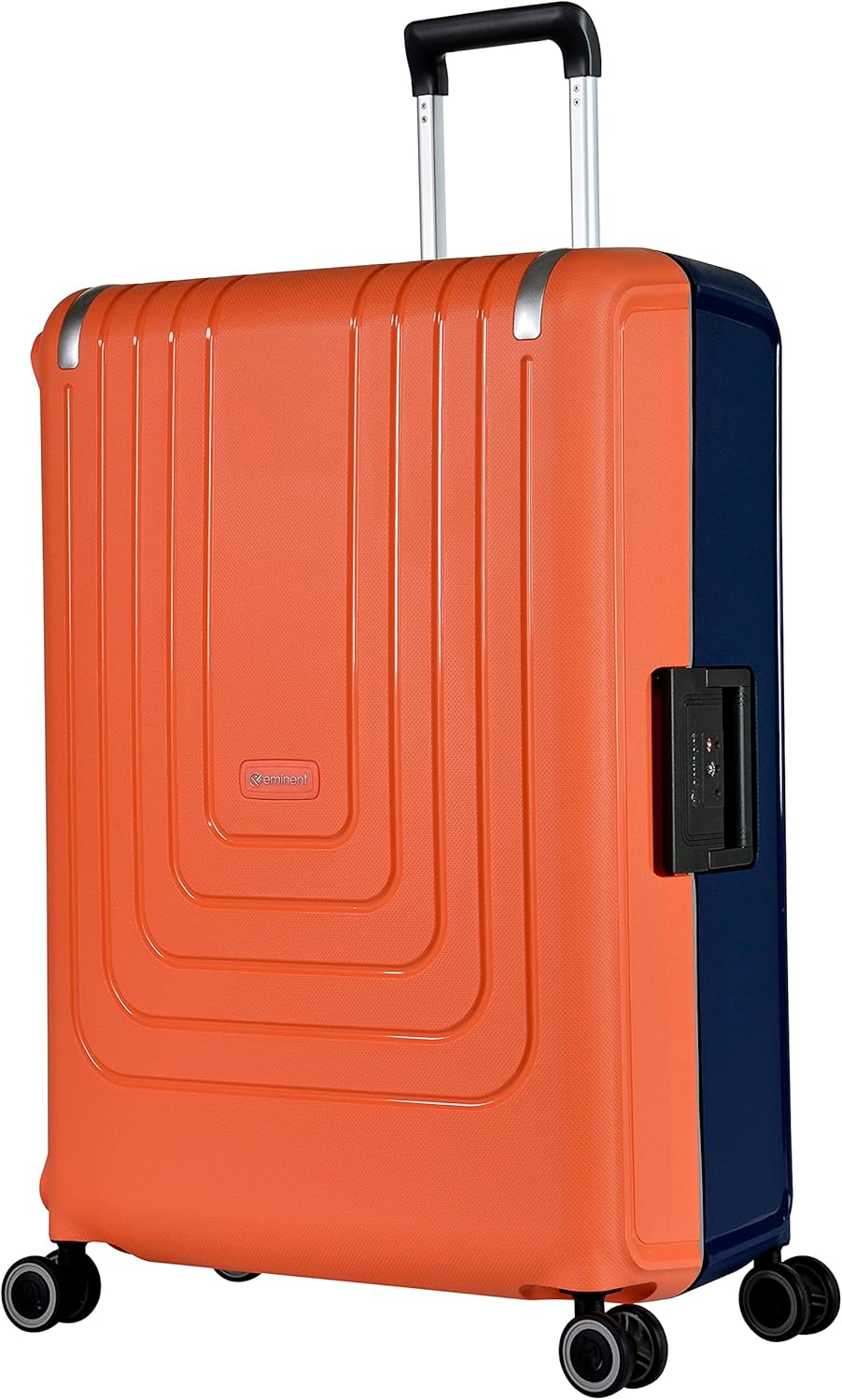 Eminent 28-Inch Polypropylene Checked Travel Suitcase – Dual-Color Orange & Dark Blue Premium Series