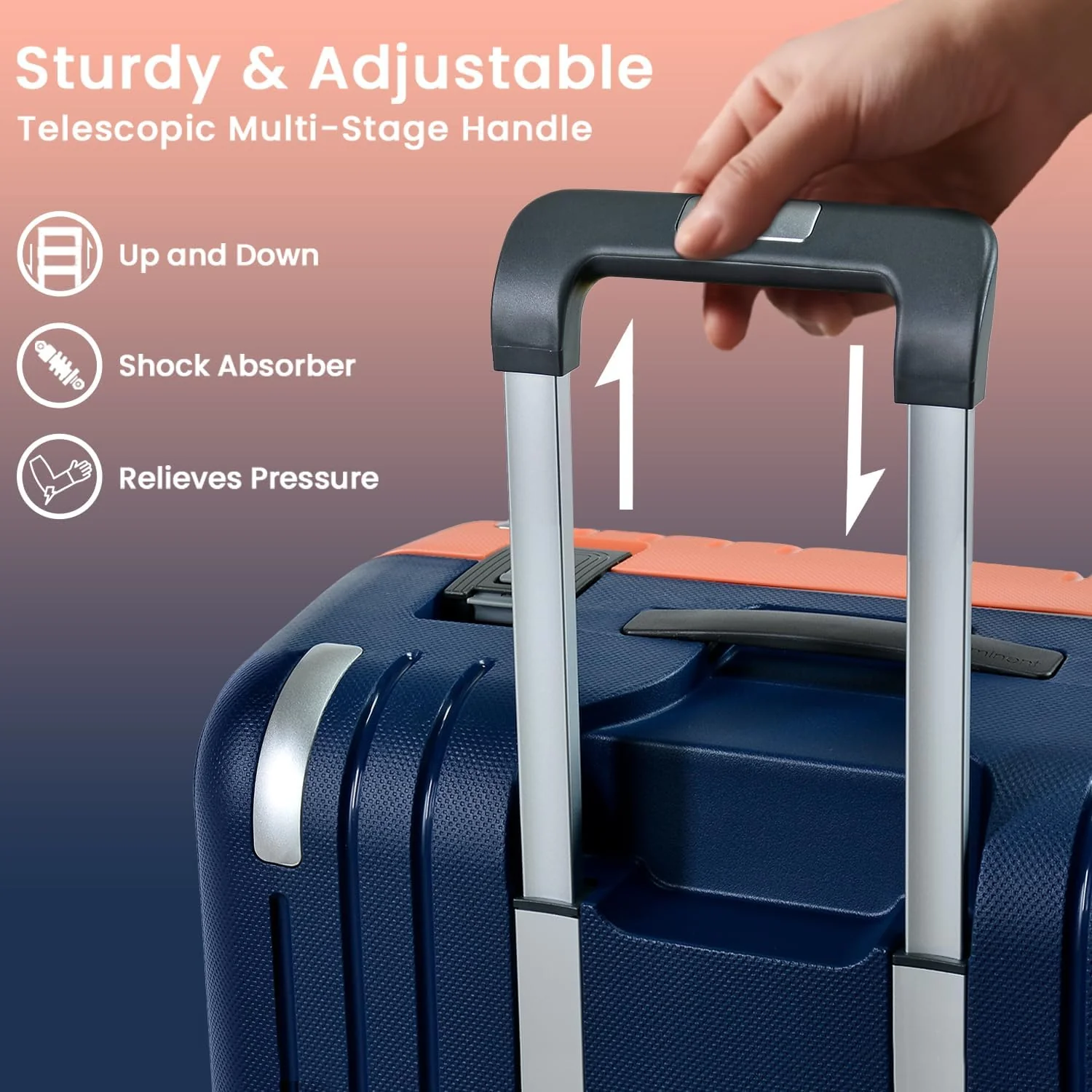 Eminent 28-Inch Polypropylene Checked Travel Suitcase – Dual-Color Orange & Dark Blue Premium Series - Image 4