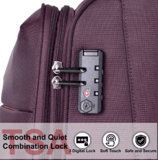 Eminent V6101 Soft-Shell Expandable Travel Trolley – Lightweight Polyester Suitcase with TSA Lock, Purple, 20-Inch - Image 6