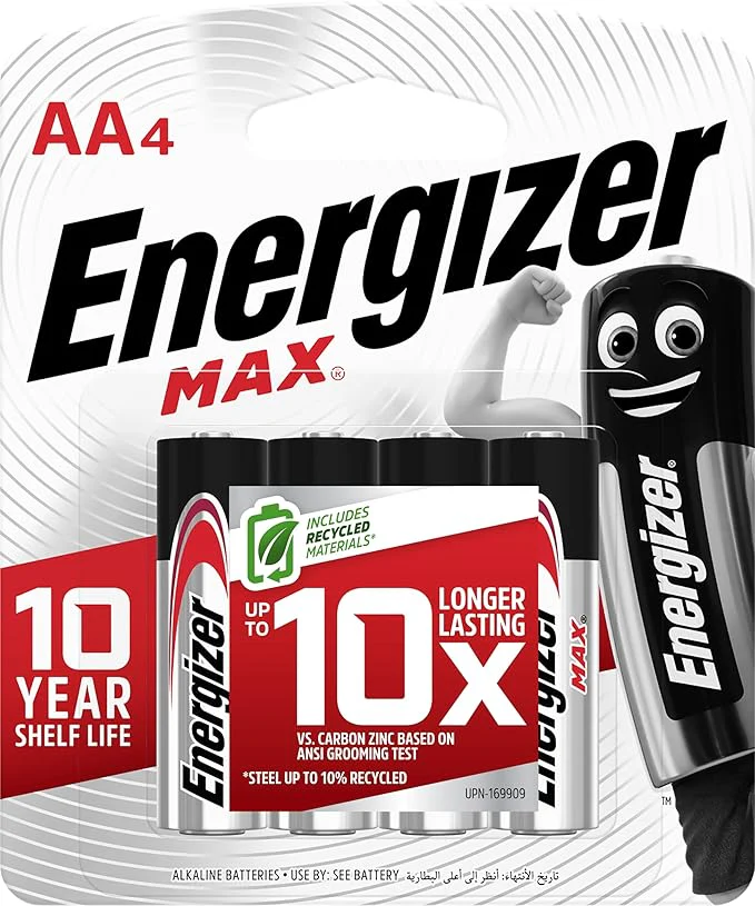 ENERGIZER MAX Alkaline AA Batteries 1.5V, Pack Of 4