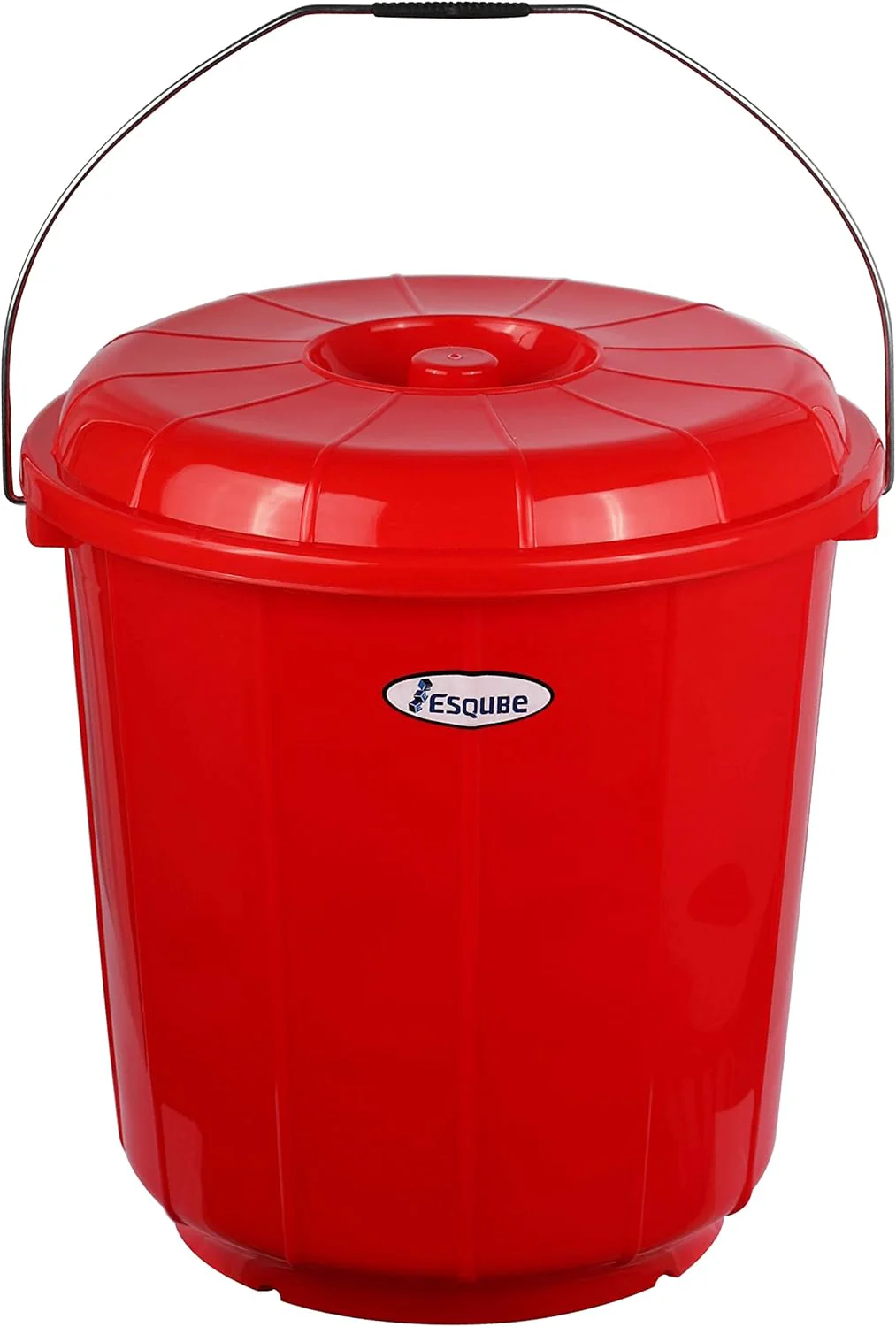 Esqube Plastic Oasis Bucket With Lid-15Liter-Red