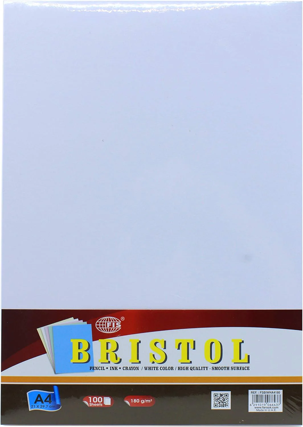 FIS Bristol Sheet– White | A4 | 180 GSM | 100 Sheets