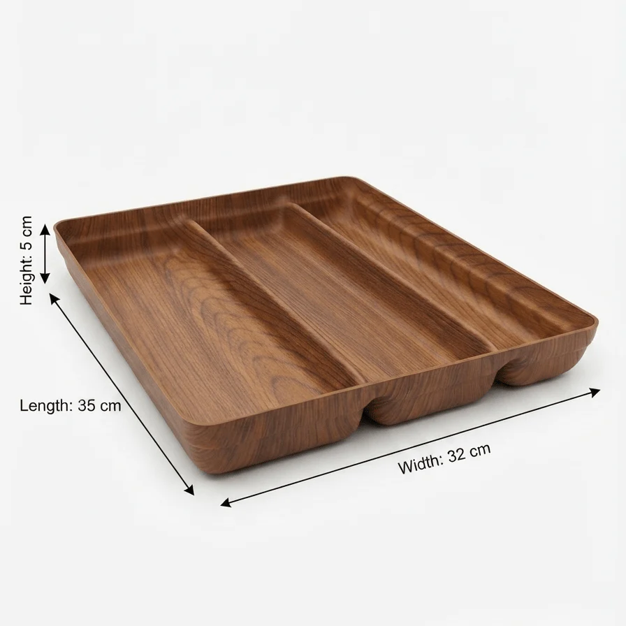 Evelin 3-Compartment Cutlery Tray – 32×35×5 cm - Image 3