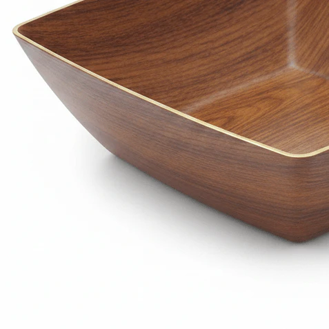 Evelin Wood-Finish Square Serving Bowl – 34×34×11 cm - Image 2