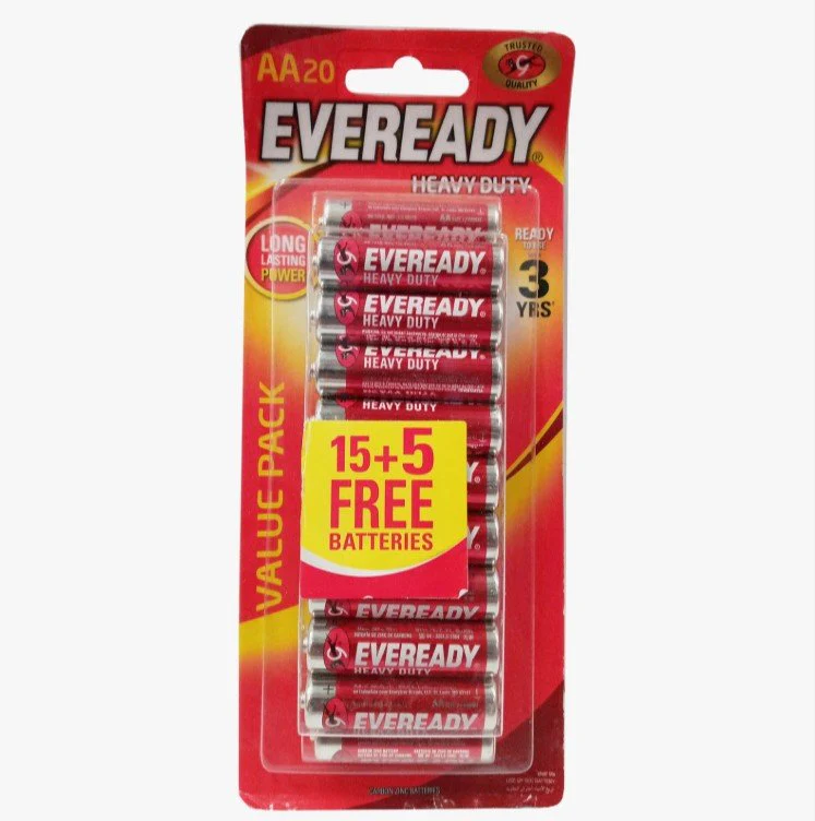 EVEREADY AA Heavy Duty Battery 1.5V, Pack of 15+5