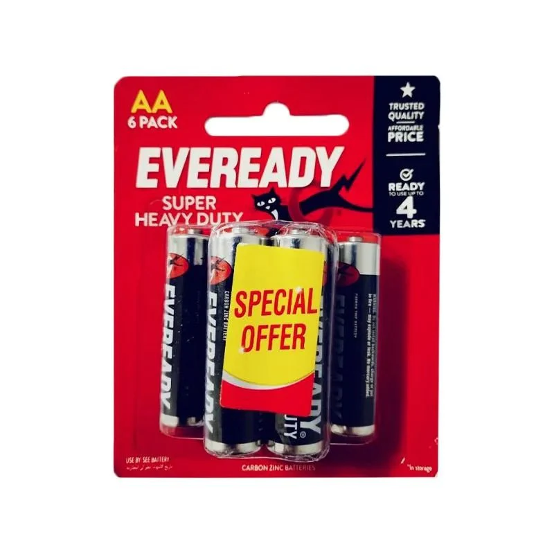 EVEREADY AA Super Heavy Duty Battery 1.5V, Pack of 4+2