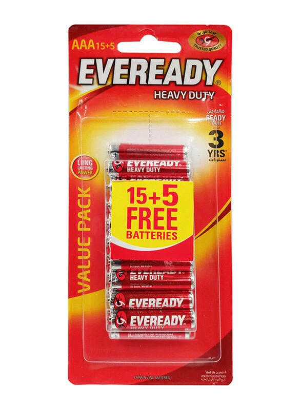 EVEREADY AAA Heavy Duty Battery 1.5V, Pack of 15+5