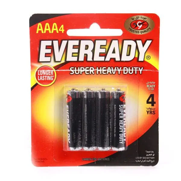 EVEREADY AAA Super Heavy Duty Battery 1.5V, Pack of 4
