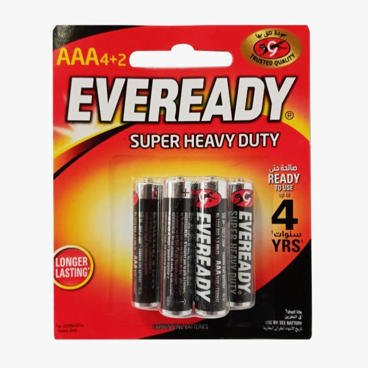 EVEREADY AAA Super Heavy Duty Battery 1.5V, Pack of 4+2