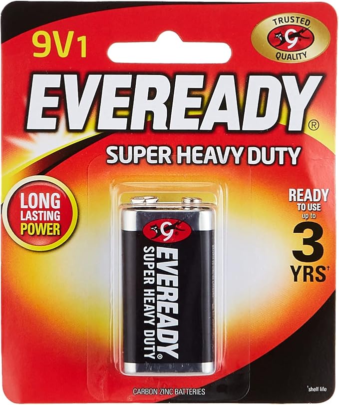 EVEREADY Super Heavy Duty 9V Carbon Zinc Battery, Pack of 1