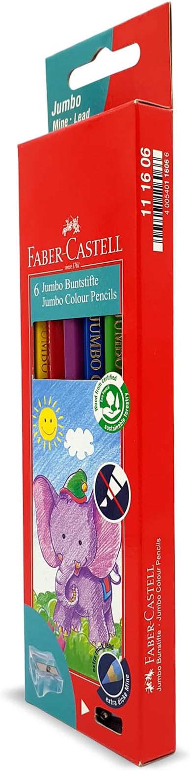 Faber-Castell 111606 Jumbo Color Pencil 6-Pieces - Image 2