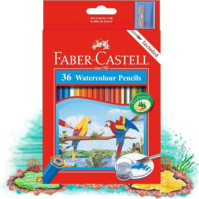 Faber-Castell Faber Castell Parrot Design Water Colour Pencils 36 In A Cardboard Box, Assorted, 114466