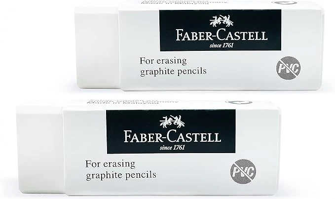 Faber-Castell Pvc-Free Eraser Medium Poly Bag Of 9Pc,White - Image 3