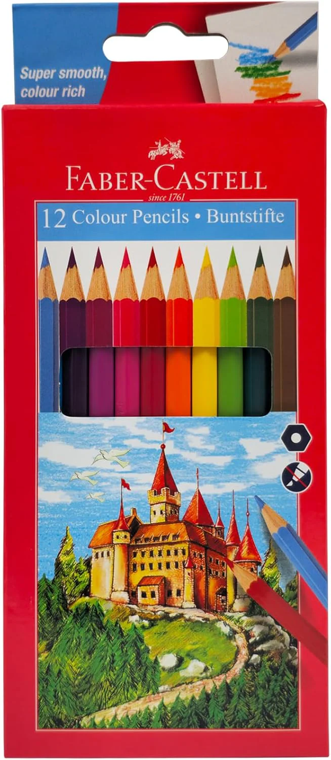 Faber-Castell school essentials, Colour Pencil 12 Colours + Child Scissors Assorted 5 Inches - Image 2
