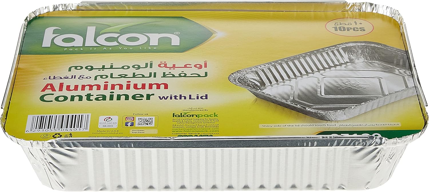 Falcon 10pcs Rectangular Aluminium Container With Lid 1050ml - 83120 - Image 2