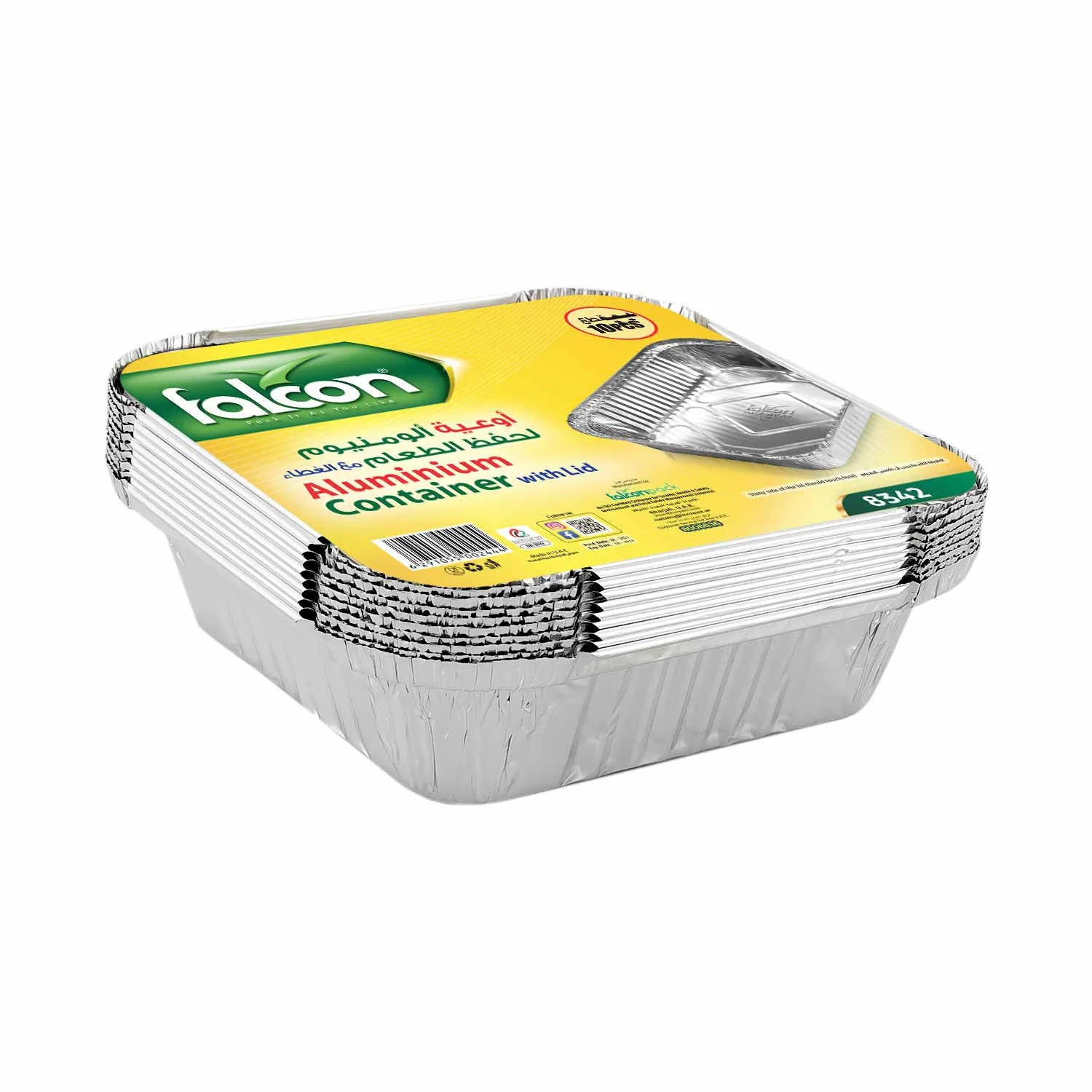 Falcon 10pcs Rectangular Aluminium Container with Lid 12.2cm*14.2cm*5cm -8342 - Image 2