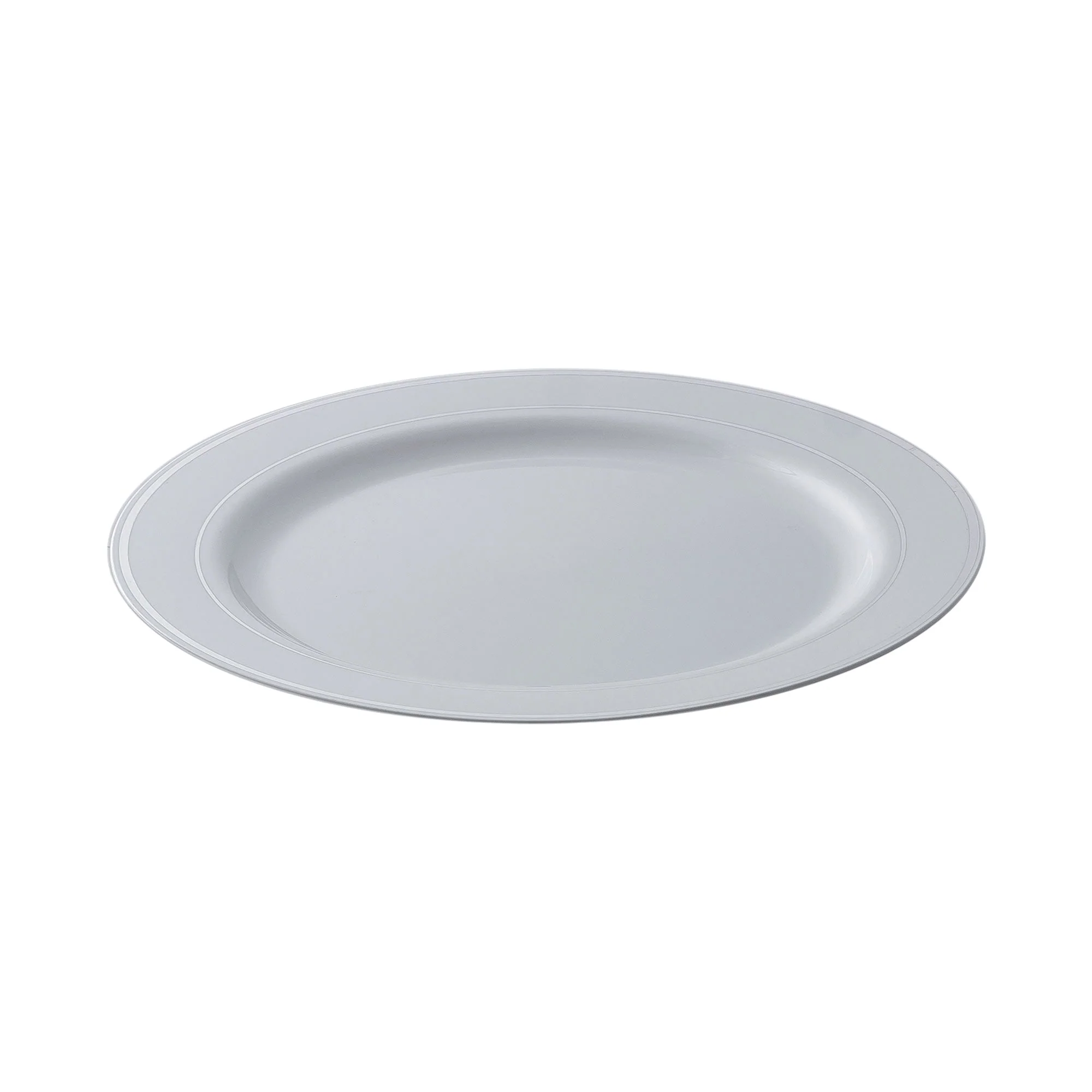 Falcon 20pcs Luxury Plastic Plates 19cm Dia, Ivory/Silver Rings - Image 2