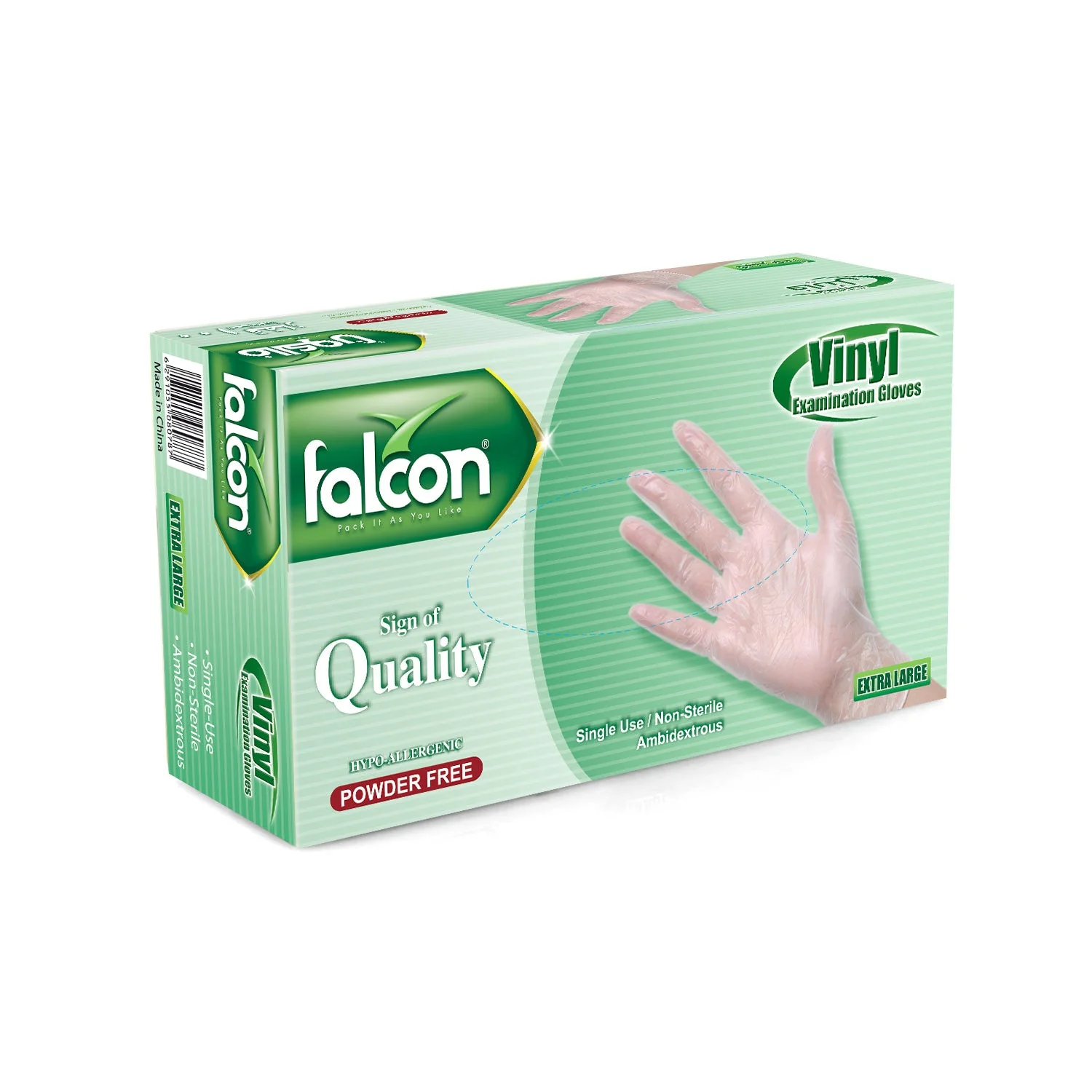 Falcon Powder Free Vinyl Examination Gloves, Single Use- Non Sterile-Ambidextrous, 100 Gloves by Weight, Extra Large - Image 2