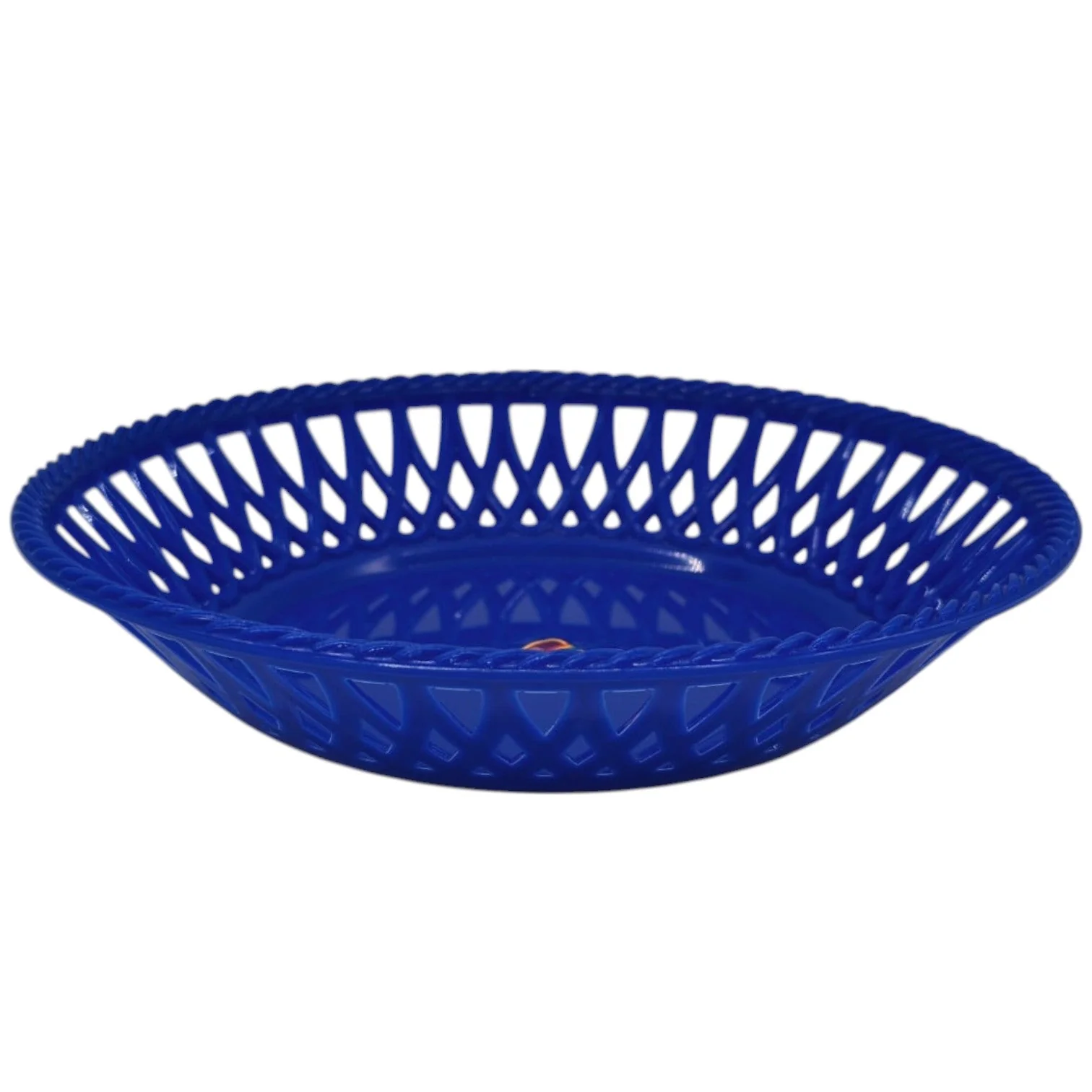 Plastic Fruit Round Tray Kitchen Counter Polypropylene Fruit Holder Modern-23cmX5-Blue
