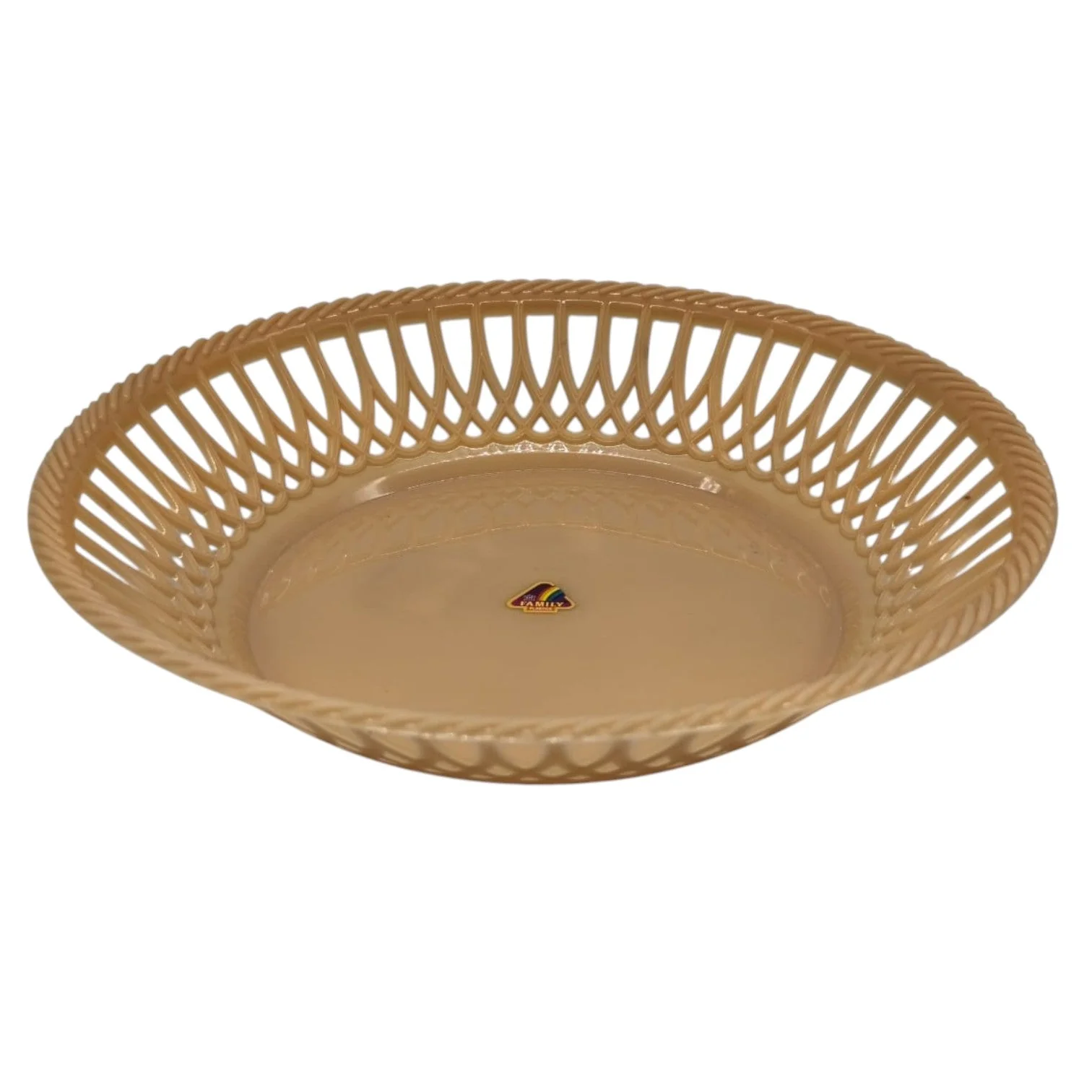 Plastic Fruit Round Tray Kitchen Counter Polypropylene Fruit Holder Modern-28cmX5-BurlyWood